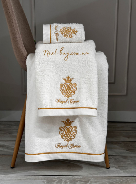 Maison D'or Royal crown ecru набор полотенец с вышивкой 3шт. с вышивкой