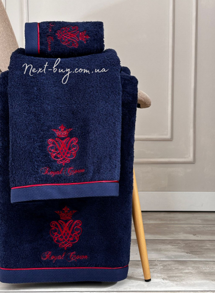 Maison D'or Royal crown navy набор полотенец с вышивкой 3шт. с вышивкой
