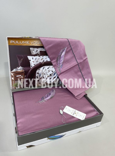 Maison D'or Pulume Volante Dark Lilac постільна білизна сімейна 160x220см - 2шт. сатин з вишивкою фіолетовий