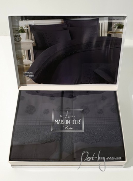 Maison D'or Roesia Estee Anthracite постельное белье евро 200х220 сатин с вышивкой