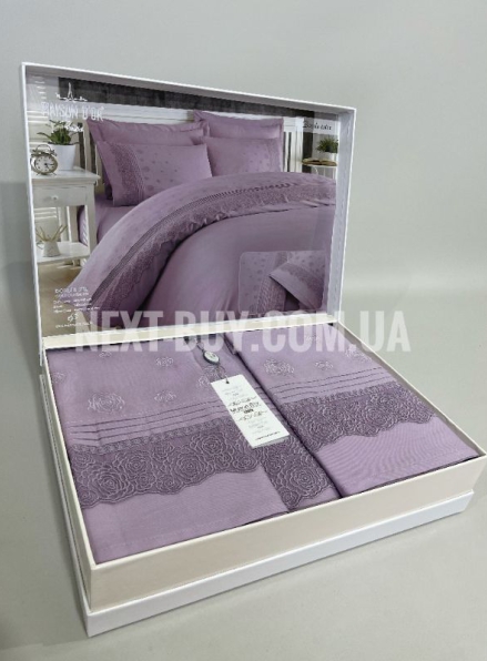 Maison D'or Roesia Estee Lilac постельное белье евро 200х220 сатин с вышивкой