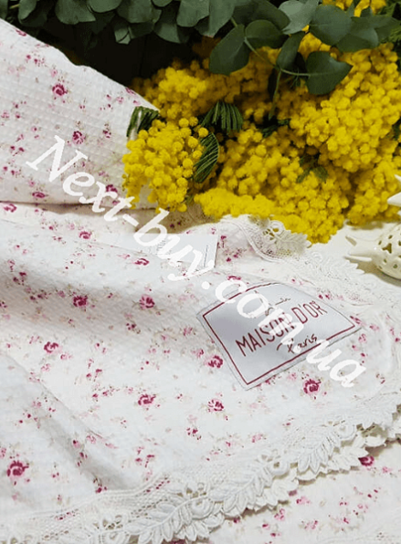 Maison D'or Roses покрывало вафельное с кружевом  220x240см розовый
