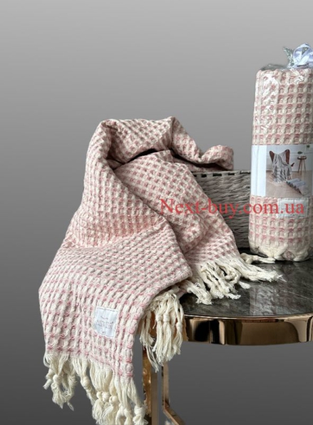Maison D'or Ruana rosa хлопковое плетенное полотенце для бани 130х155см