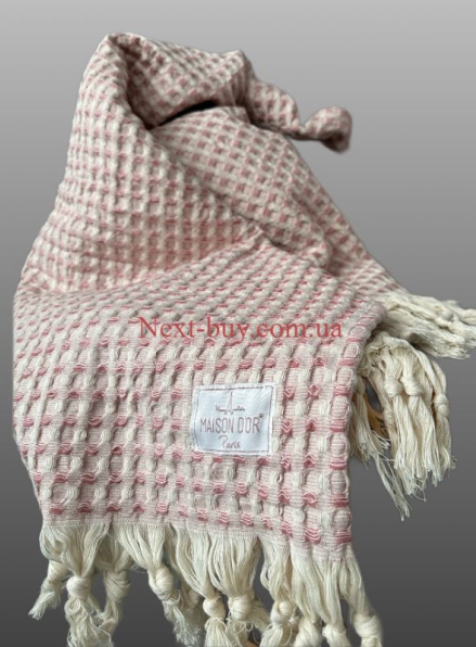 Maison D'or Ruana rosa бавовняний плетений рушник для лазні 130х155см