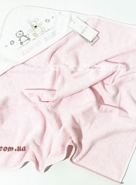 Maison D`or Lamite pink детское махровое полотенце - уголок с вышивкой розовое