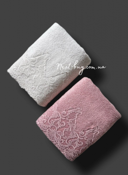 Maison Dor New Trendy набір рушників 2шт 50 * 100 махра з мереживом крем \ рожевий
