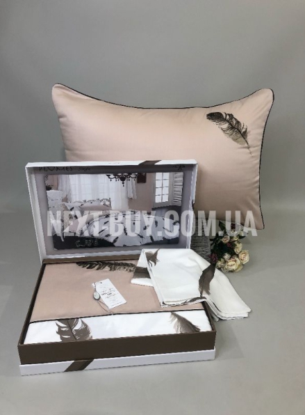 Постільна білизна Maison D'or Plumes Bej 160x200см сатин з вишивкою