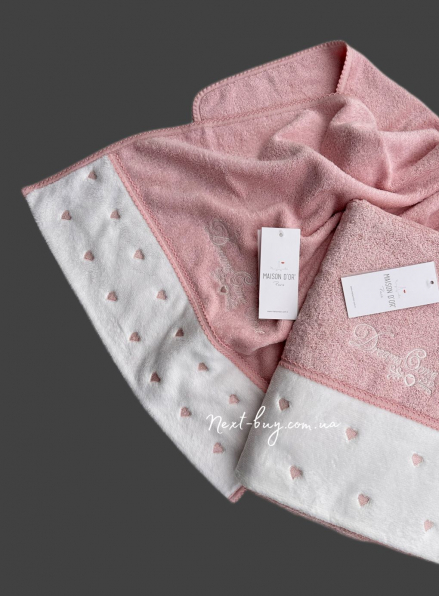 Maison D`or Lavoine Hearts rose махровое полотенце для сауны 85х150