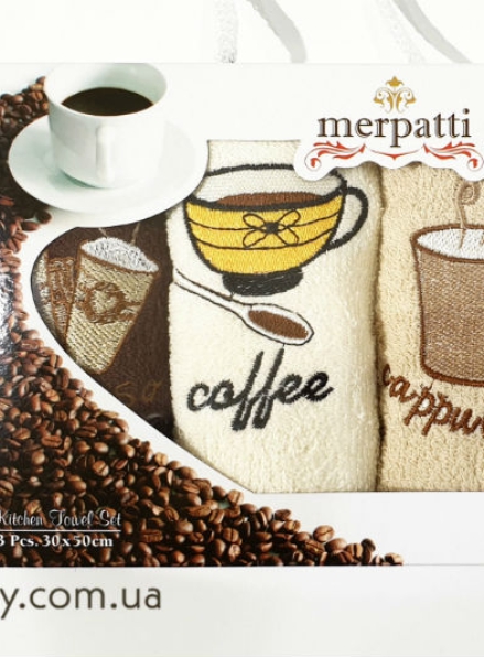 Набір кухонних рушників Merpatti Coffee 3шт. 30х50см
