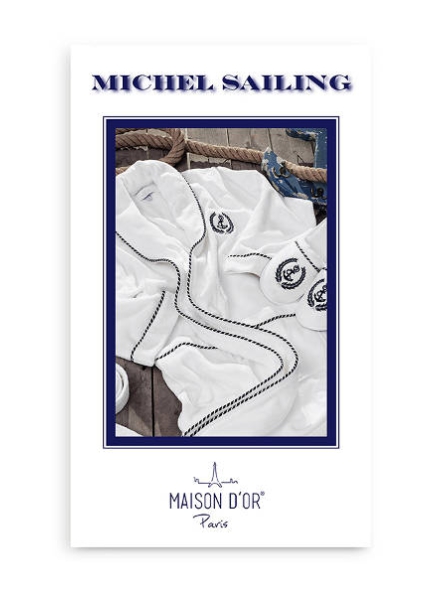 Чоловічий махровий халат Maison Dor Michel Sailing з коміром і тапочками антрацит