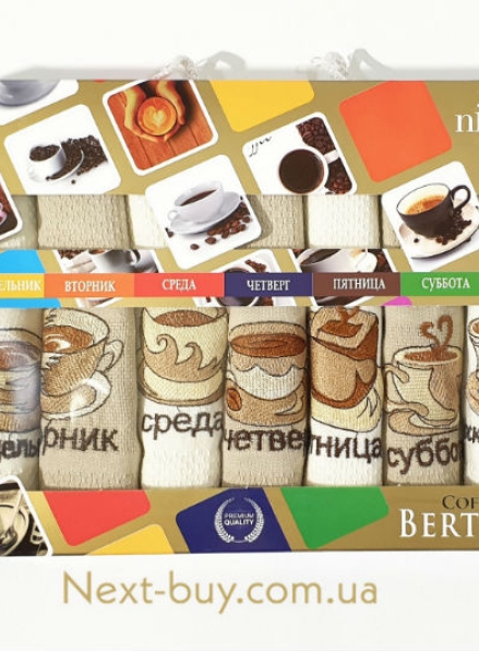 Набір кухонних рушників Nilteks Bertille Coffee 7шт. 40х60см