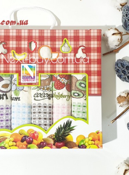 Nilteks Kitchen towel Fruit набор кухонных вафельных нолотенец с вышивкой 6шт 50х70