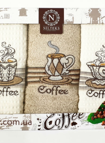 Набір кухонних рушників Nilteks Coffee 3шт. 40х60см