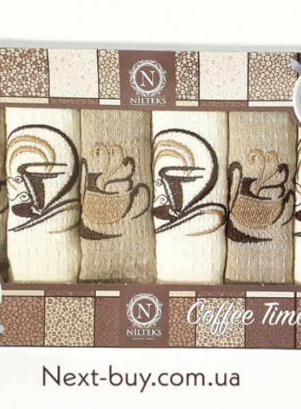 Набор кухонных полотенец Nilteks Coffee time 6шт. 40х60