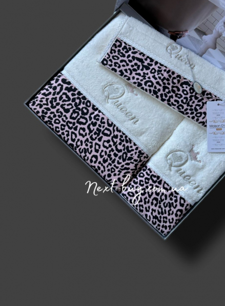 Maison D'or Queen набор махровых полотенец 3шт. крем/розовый