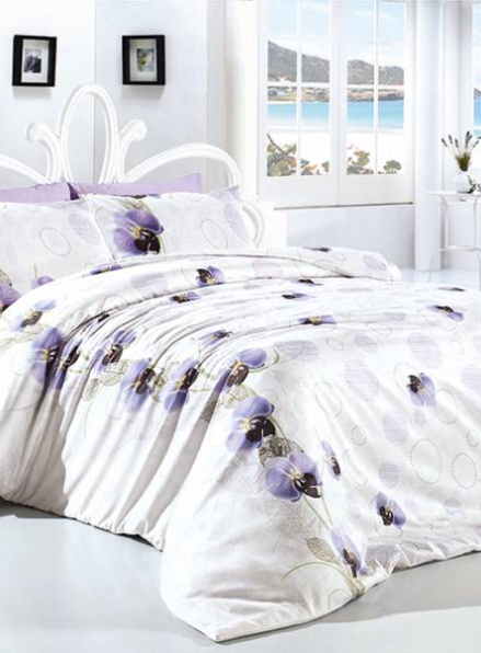 First choice LEORA LILA - purple постельное белье ранфорс полуторный 160х220