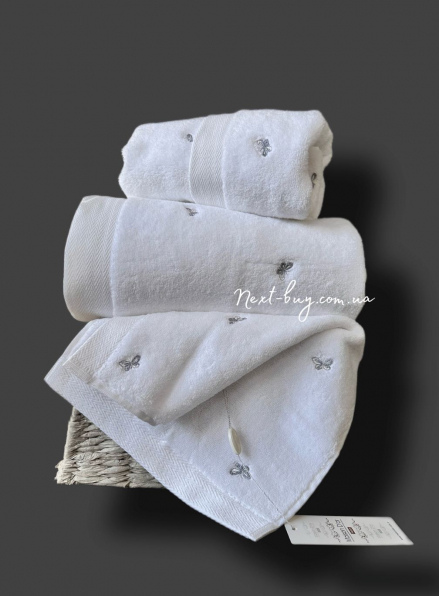 Набор махровых полотенец Maison D'or Reve de Papillon white-grey 3шт. хлопок