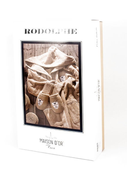 Мужской махровый халат Maison D'or Rodolphe с тапками серый