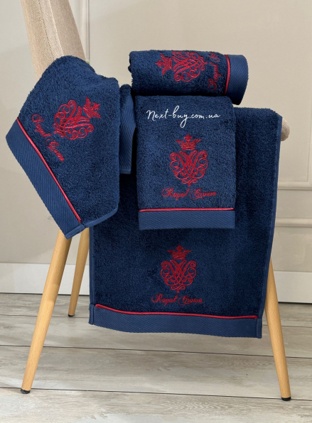 Maison D'or Royal crown navy набор полотенец с вышивкой 4шт 30х50 с вышивкой