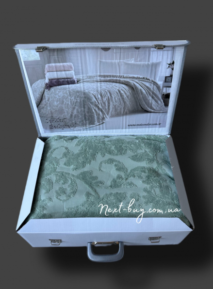 Maison D'or Paris Sanda Bedspread махрове простирадло-покривало з бахромою бавовна м'ятне 220x240