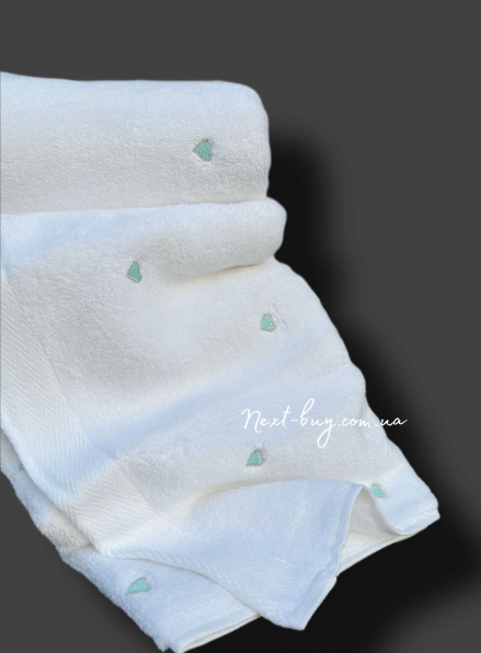 Набор махровых полотенец Maison D'or Soft Hearts white-turquoise 50х100см 2шт.