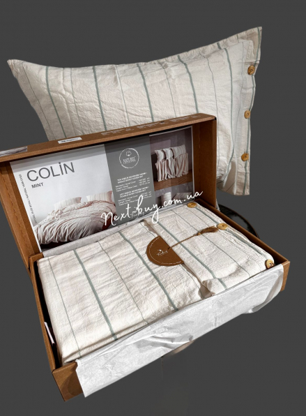 Постельное белье Turkiz Colin mint 200x220 из вареного хлопка