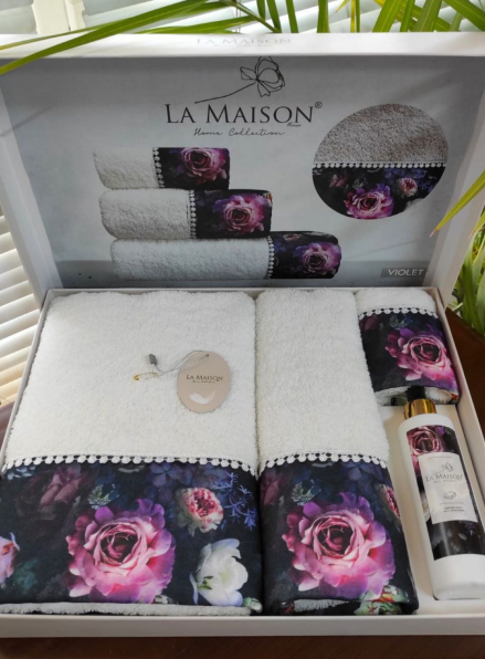 Набір махрових рушників La Maison Violet 3шт. + ароматичний спрей