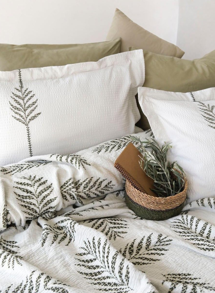 Постільна білизна з піке Olive earth kahve євро