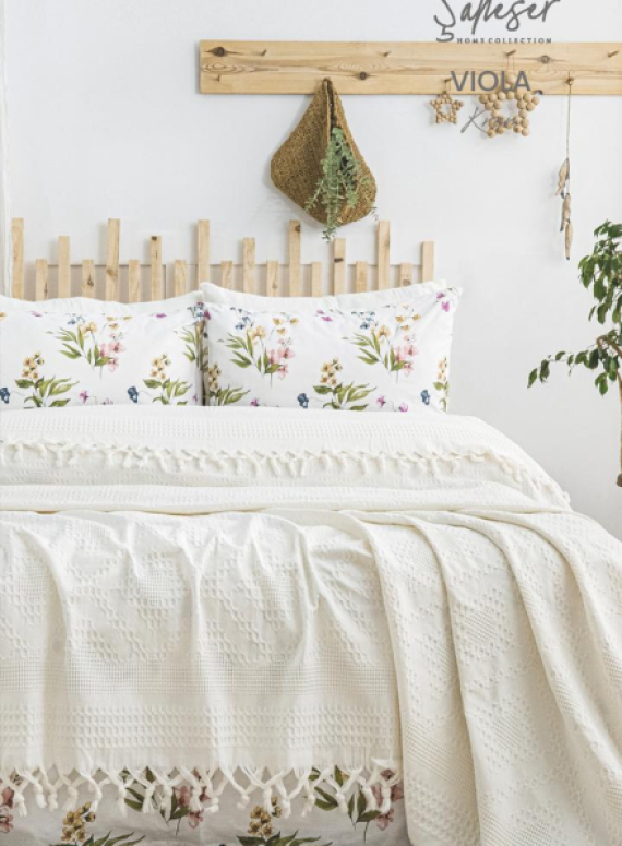 Натуральное, легкое пике Saheser Viola Cream  евро Турция