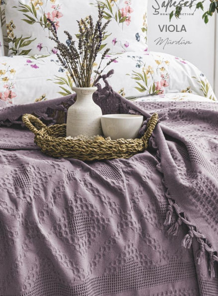 Літній набір постільної білизни з піке Saheser Viola murdum євро