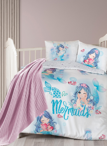 Детское постельное белье с пледом First choice Mermaid бамбук