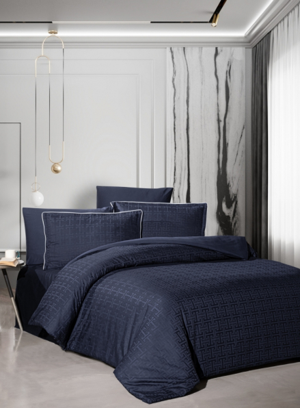 Постільна білизна Rodel Navy blue La Romano premium сатин сімейний 160х220(2шт)