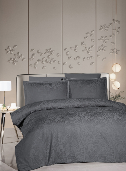 Постільна білизна Tracy steel grey La Romano premium сатин сімейний 160х220(2шт)