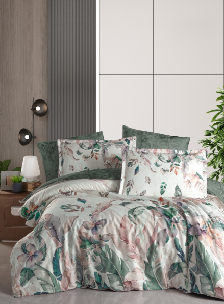 Постільна білизна Reneta Green  La Romano premium сатин евро 200х220