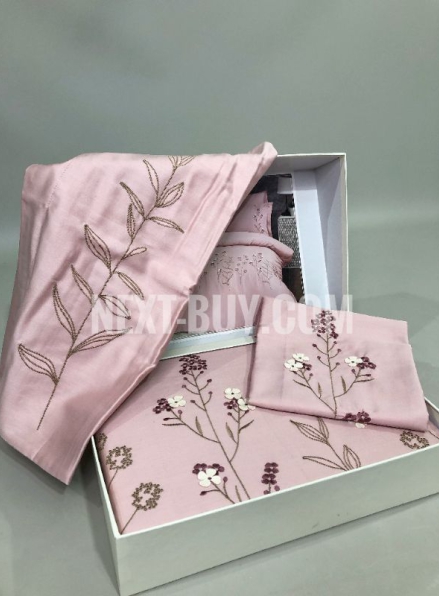 Постельное белье Diamond Veronika сатин с вышивкой и аппликацией евро 200х220