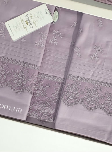 Maison D'or Jndila simone Lilac постельное белье евро 200х220 сатин с кружевом