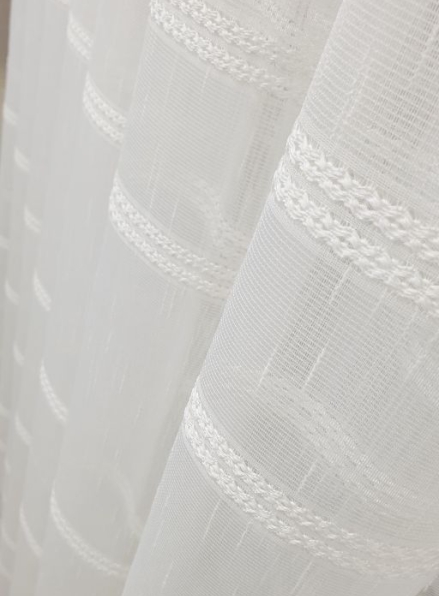 Тюль льон Linen з плетінням білий