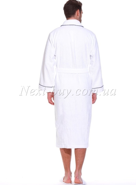 Мужской махровый халат Maison Dor Marine Club с тапками белый