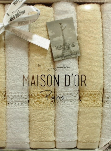 Maison D'or Sena набір кухонних рушників бавовна 6шт кремовий \ жовтий