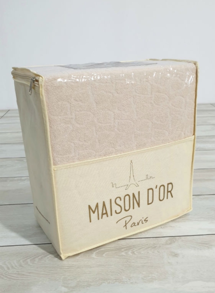 Постельное белье махровое Maison D'or Jaquard Stretcu Terry Set bej 200x220см