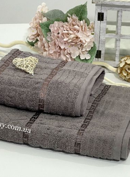 Махровое полотенце для лица LuiSa Li Geo серое 50х90 Турция