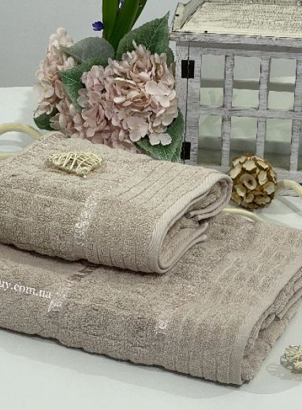 Махровое полотенце для лица LuiSa Li Geo бежевое 50х90 Турция