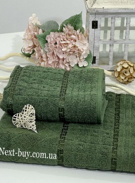 Махровое полотенце для бани LuiSa Li Geo зелёное 70х140 Турция