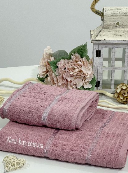 Махровое полотенце для лица LuiSa Li Geo розовое 50х90 Турция