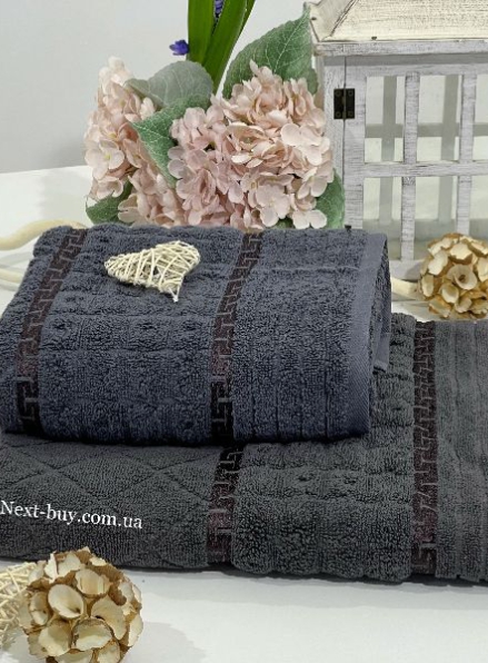 Махровое полотенце для бани LuiSa Li Geo антрацит 70х140 Турция