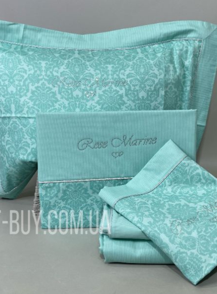 Постельное белье Maison D'or Rose Marine Turquoise 200x220см сатин со стразами