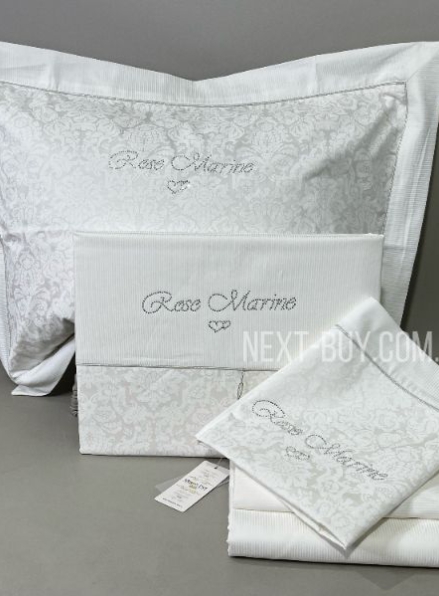 Постельное белье Maison D'or Rose Marine Beyaz160x200см сатин со стразами