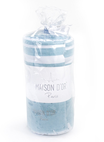 Maison D'or Paris Peshtemal 220х240 плед з бахромою блакитний