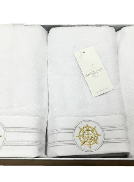 Maison D'or Elegance Marine набір махрових рушників з килимком для ніг 3 шт білий