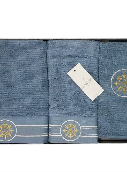 Maison D'or Elegance Marine набір махрових рушників з килимком для ніг 3 шт блакитний